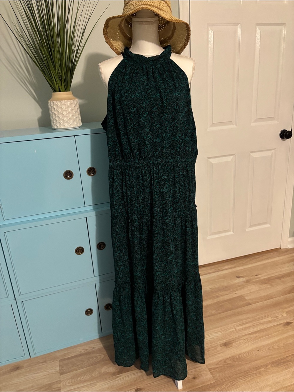 J. Crew Dark Teal Halter Maxi Dress